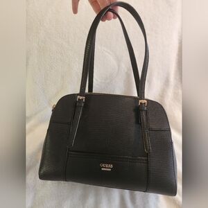 Guess Huntley Medium Cali Satchel Black Faux Leather Designer Hand Bag Purse